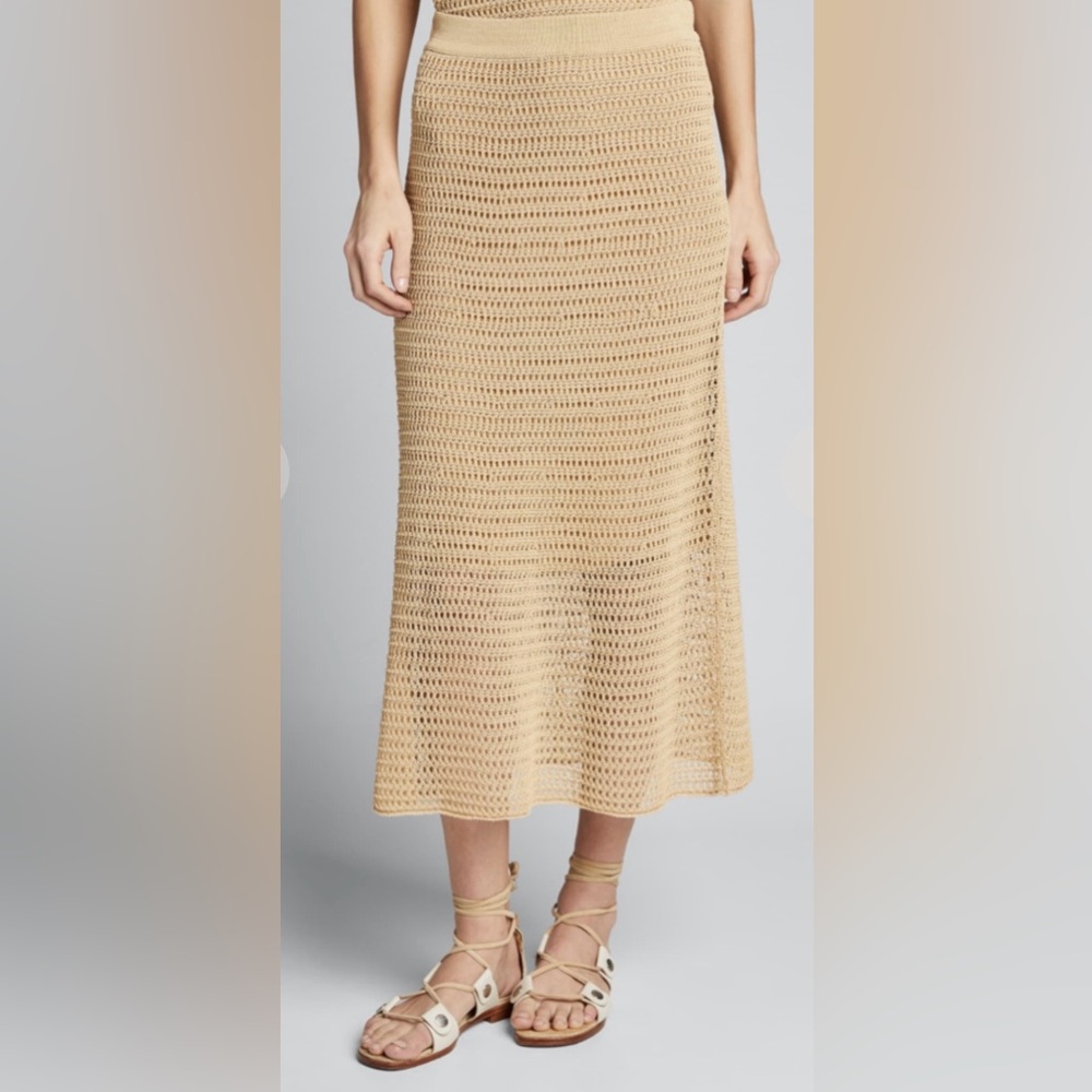 VINCE Crocheted Midi Skirt in Vanilla